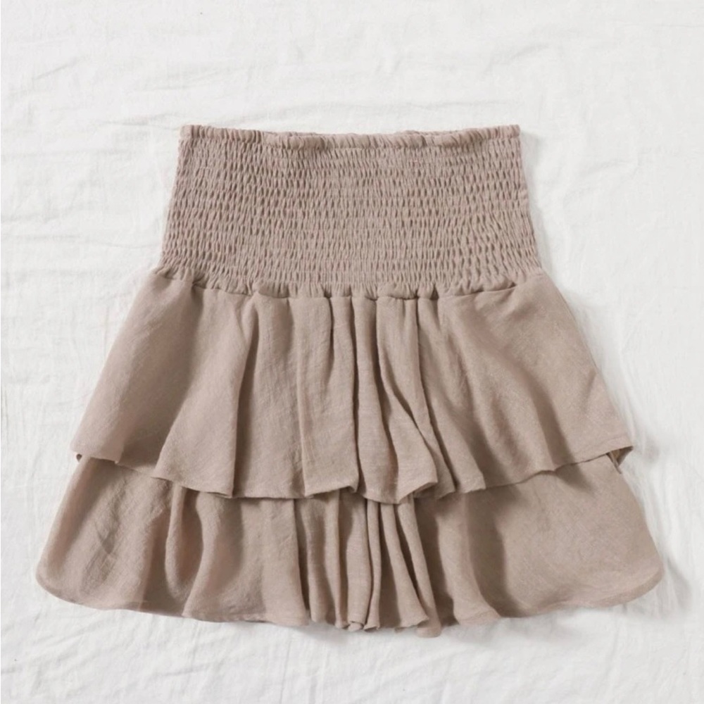Smocked high risefounce mini skirt